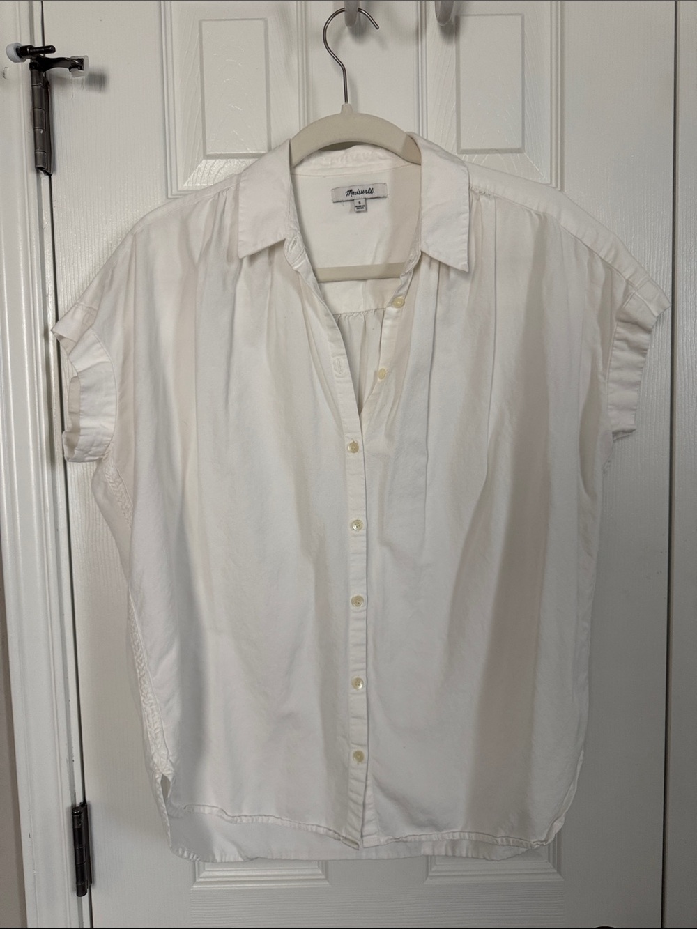 Madewell Cream Short Sleeve Button-Front Shirt